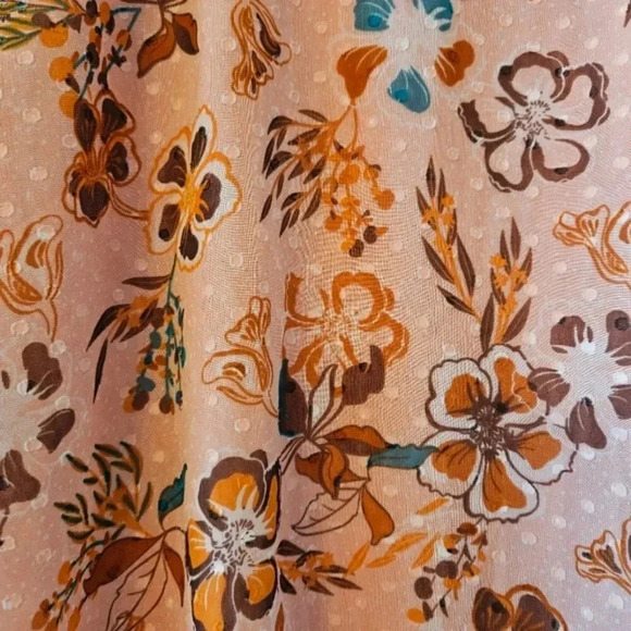 Joie Peach Floral Bohemian Peasant Chiffon Swiss Dot Ruffle Top Tie Blouse XS. - Picture 14 of 16